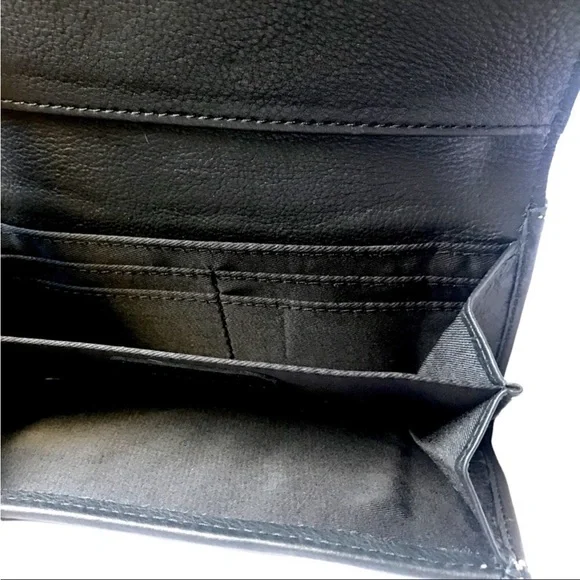 SOLD OUT Western Cowhide Leather Sunflower Envelope Wallet Multiple Compartments - Picture 4 of 6